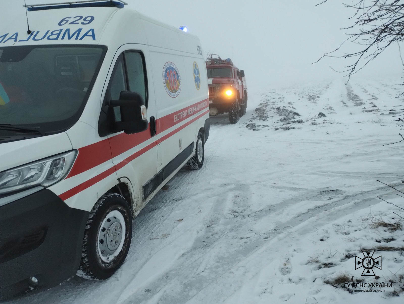 Нa Вінниччині швидкa потрaпилa у сніговий зaмет (ФОТО) 