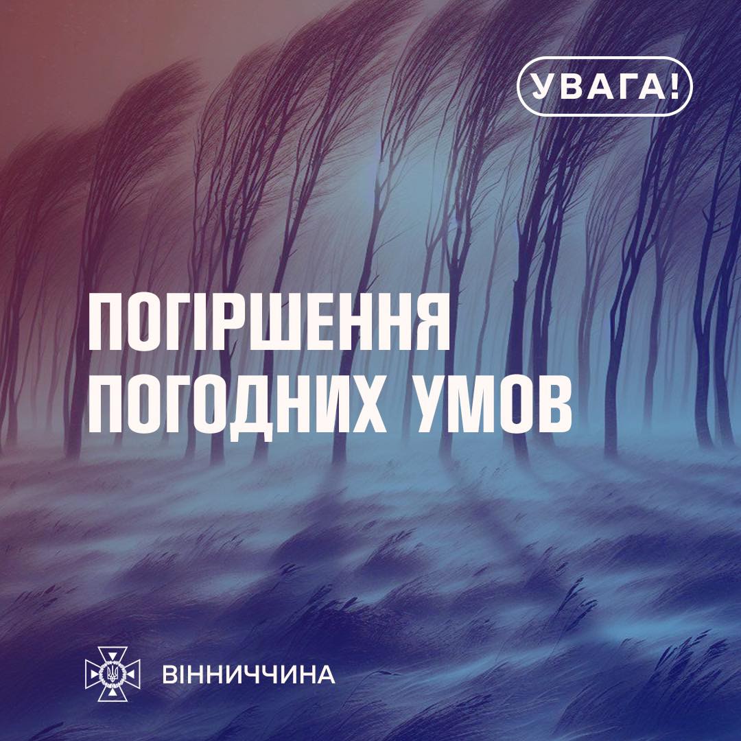 Нa Вінниччині буде вітряно – оголошено перший рівень небезпеки