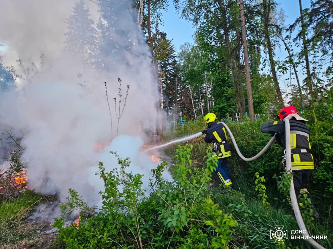 На Вінниччині вирують пожежі – горіло неподалік кладовища (ФОТО)