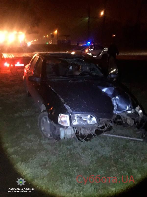 У Запоріжжі п’яний водій врізався у дорожні знаки (Фото)