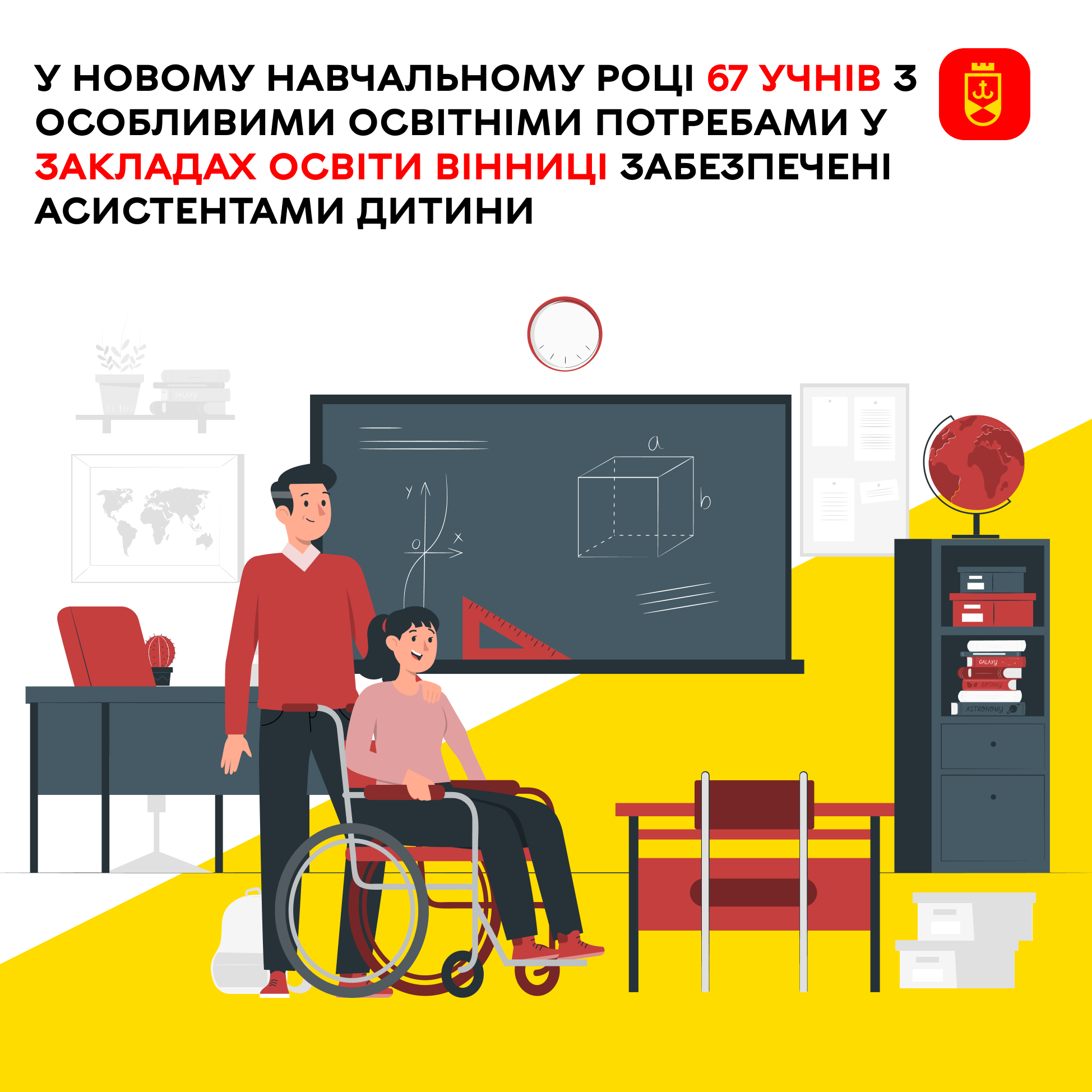 У Вінниці 67 дітей з особливими освітніми потребами отримали асистентів для інклюзивного навчання