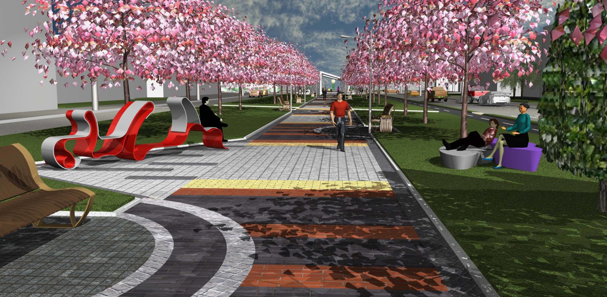 Унікальні лавочки, декоративна арка та канадські клени: у Вінниці продовжують будівництво проспекту майбутнього