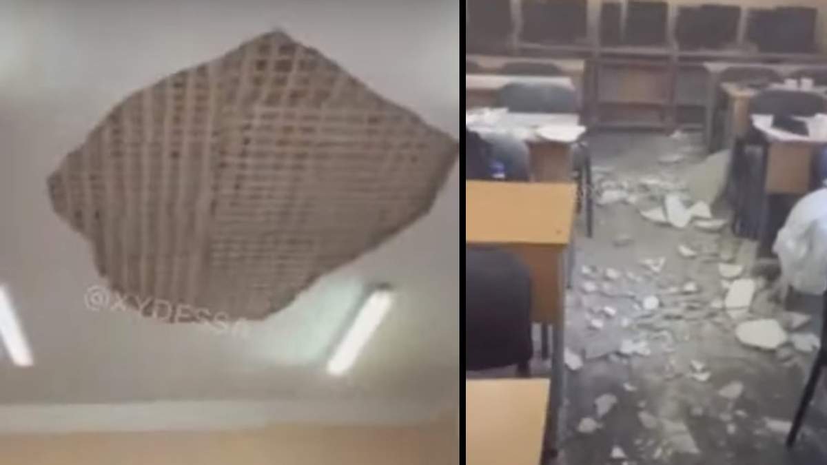 В Одесі під час уроку на школярів впала стеля (відео)