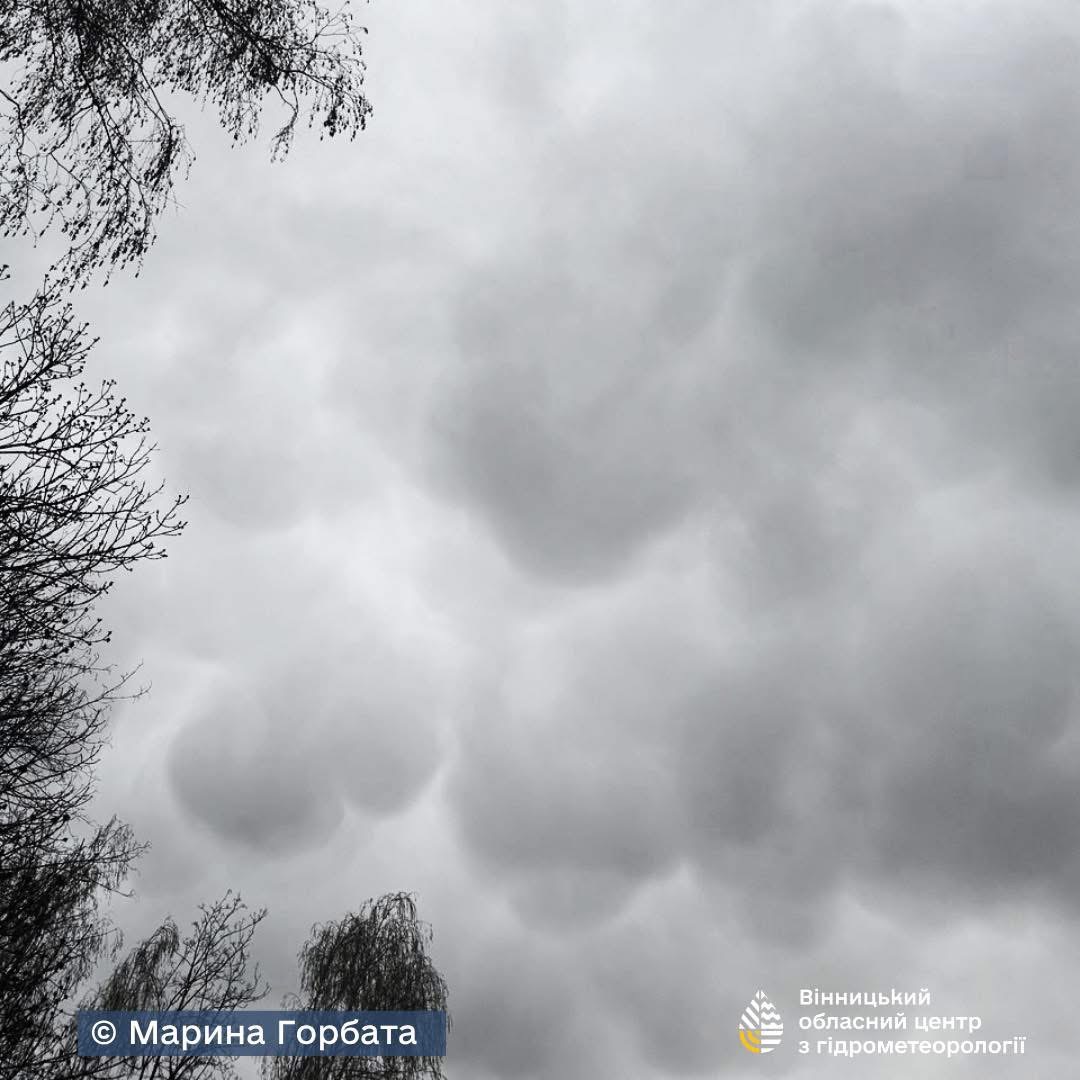 Над Вінницею зафіксували рідкісне атмосферне явище — хмари мамматуси