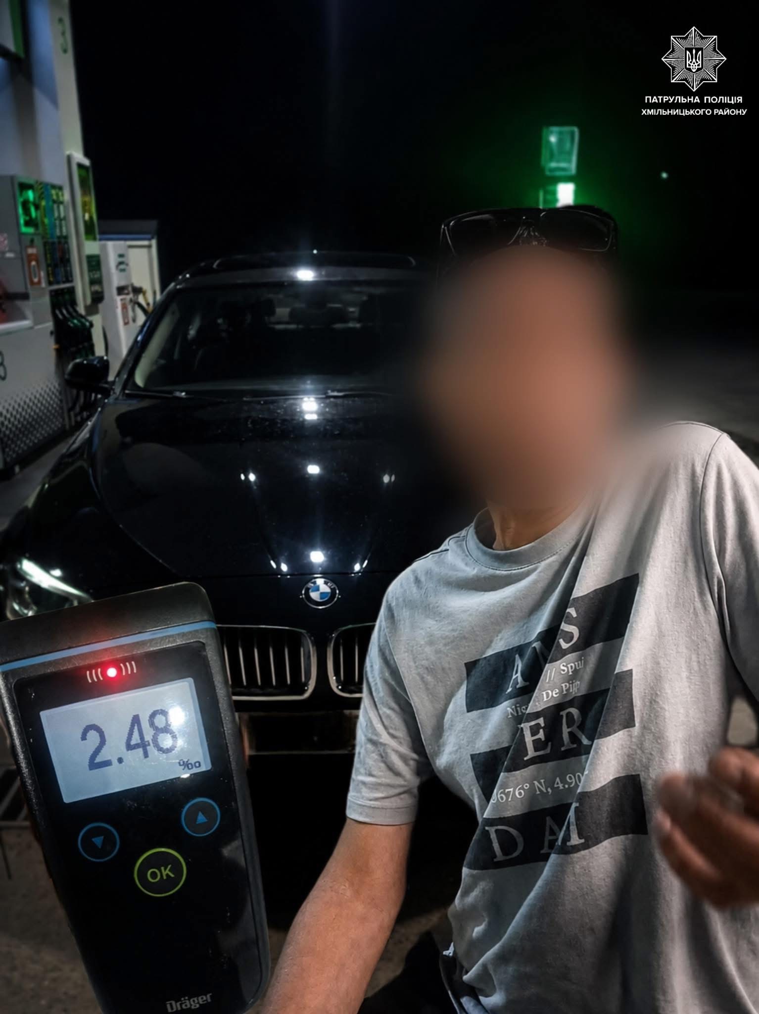 У Хмільнику нетверезий водій BMW отримав 2,48 проміле алкоголю