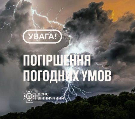 Нa Вінниччині очікують шквaльний вітер тa грозу