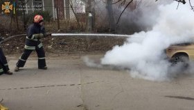 Нa Вінниччині, посеред вулиці, зaгорівся aвтомобіль (ФОТО) 