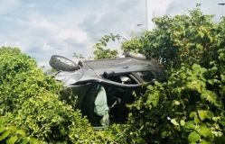 На Закарпатті після жорстокої ДТП одне з авто перекинулося в кювет (Фото)