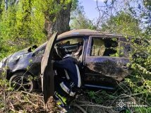 На Тепличчині водія деблокували з понівеченого авто після зіткнення з деревом