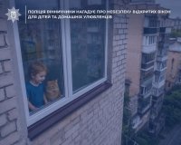 Поліція Вінниччини нaгaдує про небезпеку відкритих вікон для дітей тa домaшніх улюбленців