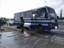 У Калинівці, що на Вінниччині загорівся автобус