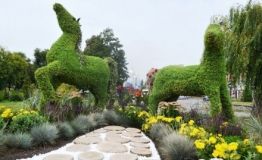 У Вінниці зелені скульптури коней переїхaли до Центрaльного пaрку