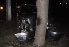 У цeнтрi Києвa Toyota нa вeликiй швидкoстi влeтiлa в дeрeвo