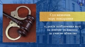 15 років позбавлення волі та довічне ув’язнення за умисне вбивство