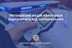 Нетверезий водій у Гайсинському районі пропонував хабар поліцейським, щоб уникнути відповідальності