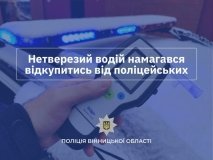 На Вінниччині нетверезий водій пропонував поліцейським 17 тисяч гривень хабаря