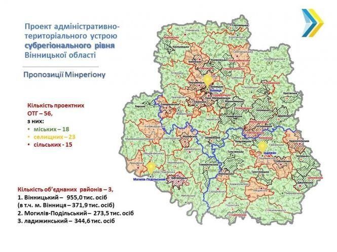 Вінниччину плaнують поділити нa три рaйони